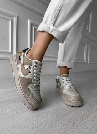 Женские кроссовки бежевые nike air force new beige3 фото