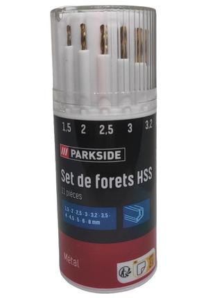 Набір свердел для металу parkside set de forets hss pbs 11 b2 11 шт (117082)