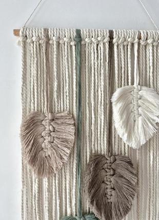 Підвіска декор пір'я макраме з китицею