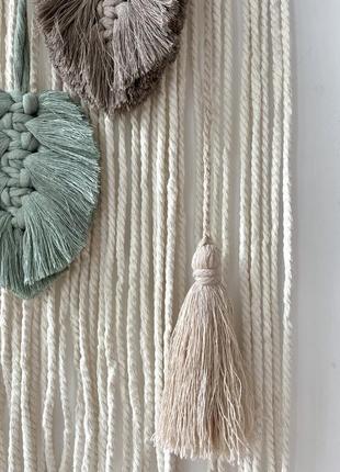 Підвіска декор пір'я макраме з китицею