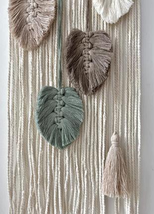 Підвіска декор пір'я макраме з китицею
