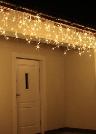Новорічна гірлянда бахрома 500 led, білий теплий світ 24 м, 22,5 w4 фото