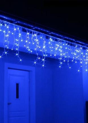 Новорічна гірлянда бахрома 500 led, блакитний світло 22,5 w, 24 м + нічний датчик2 фото
