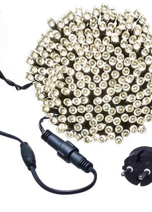 Новогодняя гирлянда 1000 led, длина 67m, белый теплый свет,кабель 2,2 мм супер цена eae