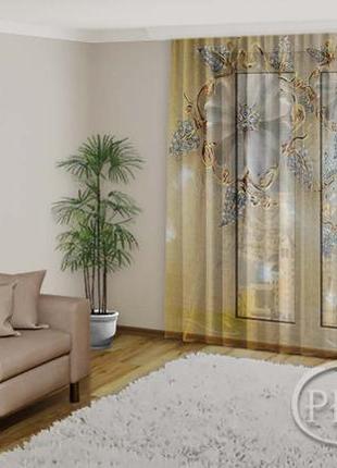 Фото тюль "3d цветы на мраморе" - любой размер! читаем описание!