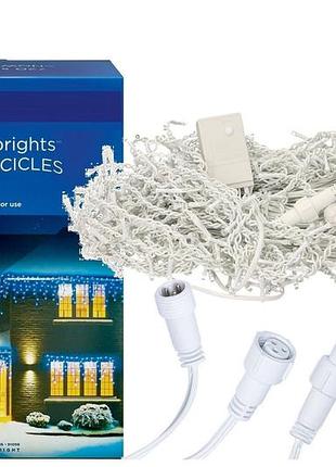 Новорічна гірлянда бахрома 200 led, білий теплий світло + пульт 9 м