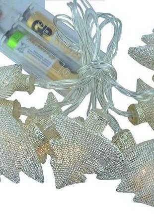 Новорічна гірлянда "ялинки" 8 led, білий теплий світло, що на пальчикових батарейках