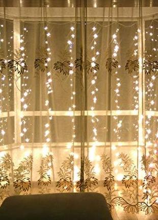 Гирлянда штора 3x6 м 600 led теплый белый супер цена eae