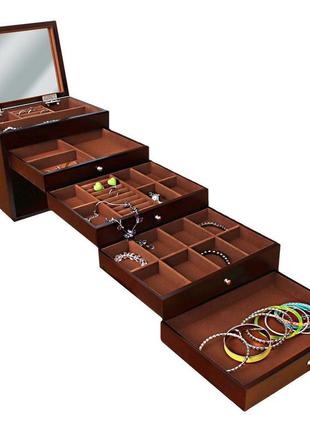 Шкатулка для ювелирных украшений бижутерии коричневая eae