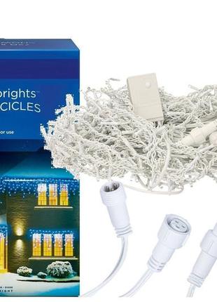 Новорічна гірлянда бахрома 500 led, білий теплий світ 21 м + пульт