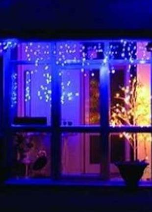 Новорічна гірлянда бахрома 500 led, блакитний світло 22,5 w, 24 м + нічний датчик4 фото