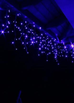 Новорічна гірлянда бахрома 500 led, блакитний світло 22,5 w, 24 м + нічний датчик3 фото