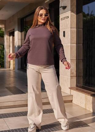 Женский однотонный гольф в рубчик батал