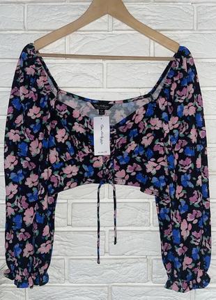 Корсетный топ с цветочным принтом