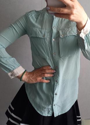 Шелковая блузка в мятном цвете