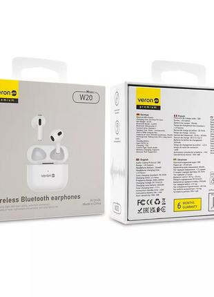 Беспроводные наушники tws airpods veron w20 bluetooth гарнитура2 фото
