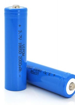 Аккумулятор 18650 li-ion icr18650 tiptop, 2000mah, 3.7v, blue vipow (icr18650-2000mahtt)  гарантія!