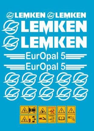 Наклейки lemken opal europal 5 екропал плуг культиватор лемкен белые с табличками комплект
