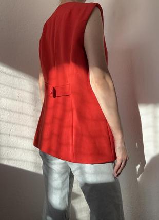 Шерстяний жилет червона жилетка оверсайз піджак шерстяний жакет червоний блейзер...