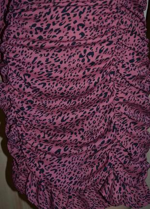 Коричневое кэжуал платье в леопардовый принт zara размер l7 фото