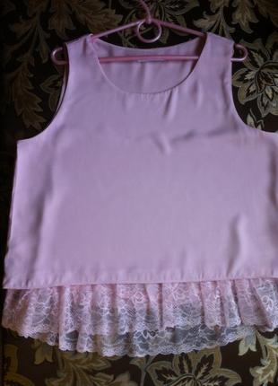 Блуза шелковая короткая с кружевом р. 50 новая6 фото