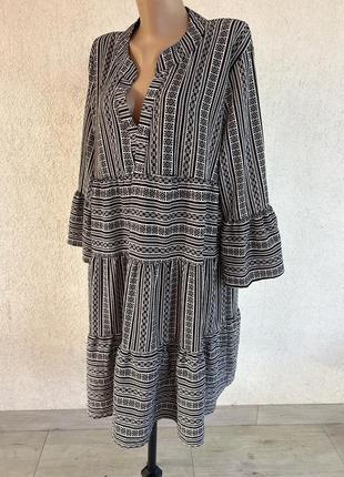 Платье-вышиванка миди свободной посадки l xl oversize
