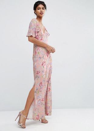 Максі-сукня asos із гарним квітковим принтом з розпірками