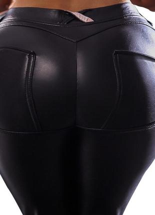Жіночі шкіряні легінси лосини на флісі розмір m3 фото
