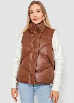 Жилетка женская однотонная, цвет коричневый, 244r915