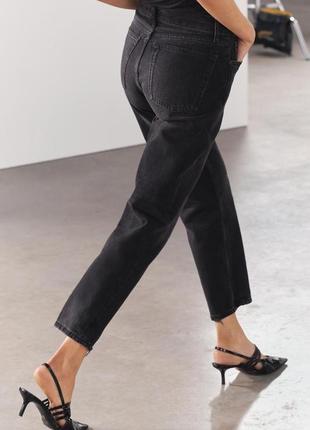 Укорочені джинси zara прямі джинси slim fit - straight leg - mid rise3 фото