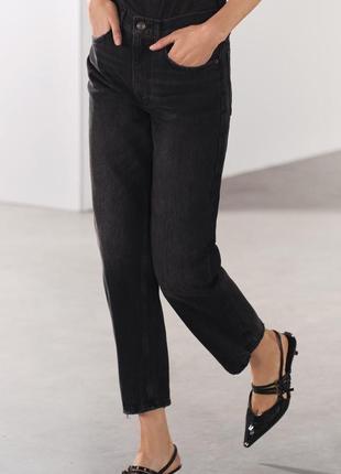 Укороченные джинсы zara прямые джинсы slim fit - straight leg - mid rise4 фото