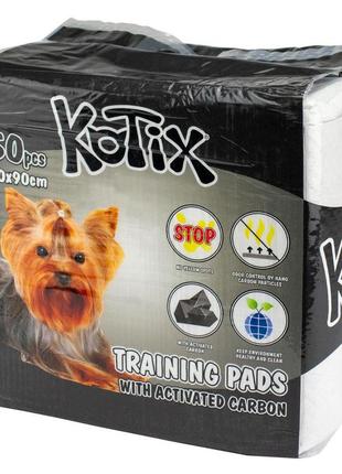 Пеленки для собак kotix premium с активированным углем 60х90 см 50 шт