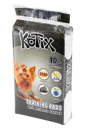 Пеленки для собак kotix premium с активированным углем 60х90 см 10 шт