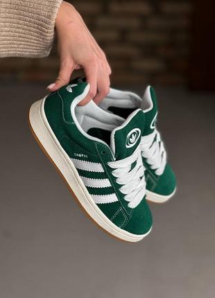 Кроссовки adidas campus dark green white4 фото