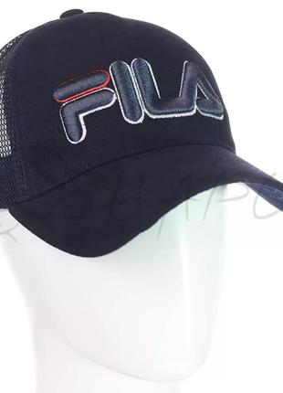Бейсболка летняя с сеткой unisex кепка брендовая из хлопка универсальная fila bth20878 темно-синий