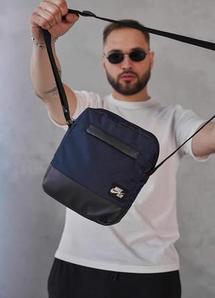 Борсетка nike air синяя мужская сумка / мессенджер
