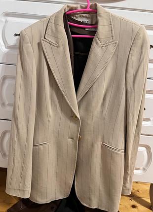 Жакет піджак в смужку бежевий s