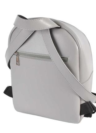 Сірий — якісний фабричний заокруглений рюкзак із металевою фурнітурою, з кишенею спереду (луцьк, 779)4 фото