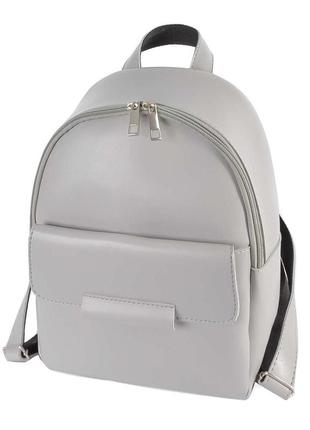 Сірий — якісний фабричний заокруглений рюкзак із металевою фурнітурою, з кишенею спереду (луцьк, 779)3 фото
