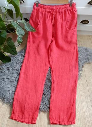 Красные льняные брюки от stella milani, размер m/l1 фото
