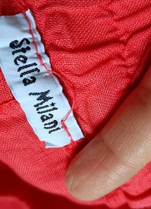 Красные льняные брюки от stella milani, размер m/l5 фото
