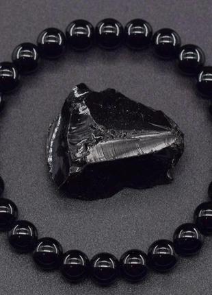 Браслет із натуральних каменів. чорний онікс.1 фото