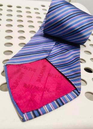 Оригинальный дорогой галстук в полоску от бренда balmain paris5 фото