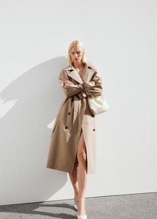 Тренч длинный бежевый пальто h&m hm 1115204007 оригинал ✅ xxs xs s m l xl xxl
