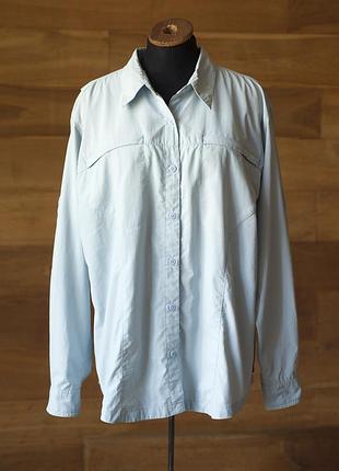 Голубая нейлоновая спортивная женская рубашка columbia, размер xl