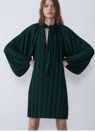 Зелене плаття плісе. сукня zara