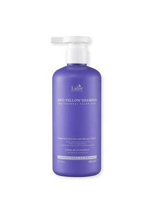 Шампунь для усунення жовтизни освітленого волосся lador anti yellow shampoo, 300 ml1 фото