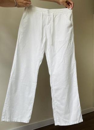 Штани білі  розмір l льон віскоза next petite лляні штани широкі вільні3 фото