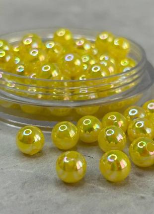 (20 грам) намистини пластик ø8мм - жовтий з ав