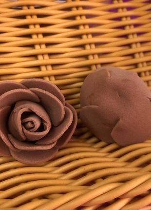 Роза латексная (фоамиран), бутон 3 см - коричневый2 фото